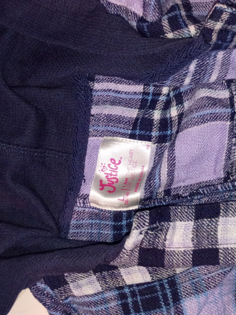 Justice Girls Purple Plaid Button-Up Shirt